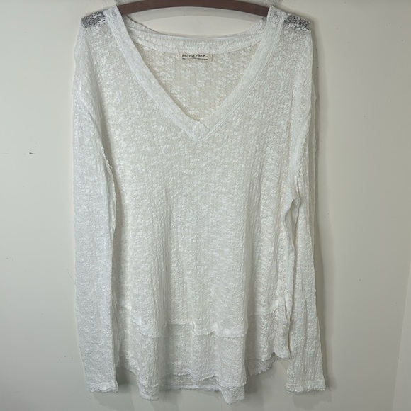 FP WE THE FREE Ocean Air Hacci Pullover Knit Sweater Ivory/White Size Small - Picture 3 of 16